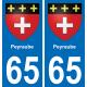 65 Pau autocollant sticker plaque immatriculation auto ville