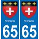 65 Pau autocollant sticker plaque immatriculation auto ville