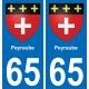 65 Peyraube autocollant sticker plaque immatriculation auto ville