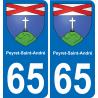 65 Peyret-Saint-André autocollant sticker plaque immatriculation auto ville