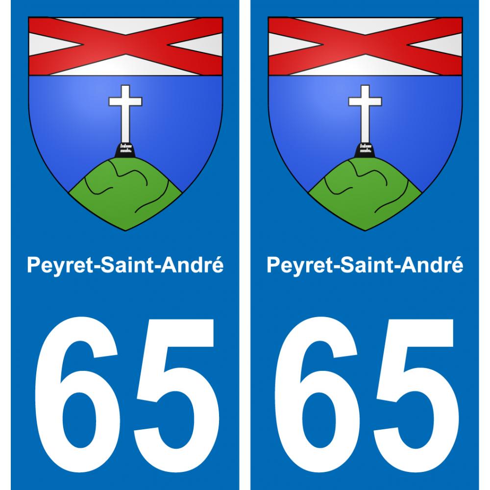 65 Peyret-Saint-André autocollant sticker plaque immatriculation auto ville