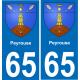 65 Pau autocollant sticker plaque immatriculation auto ville