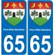 65 Pau autocollant sticker plaque immatriculation auto ville