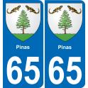 65 Pau autocollant sticker plaque immatriculation auto ville