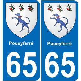 65 Poueyferré placa etiqueta de registro de la ciudad