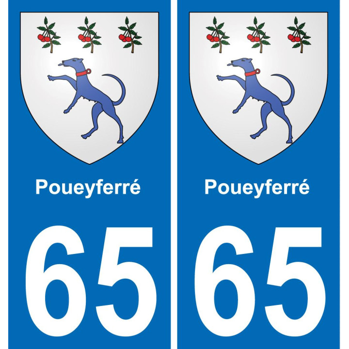65 Poueyferré placa etiqueta de registro de la ciudad