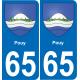 65 Pau autocollant sticker plaque immatriculation auto ville