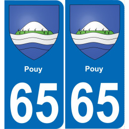 65 Pouy placa etiqueta de registro de la ciudad