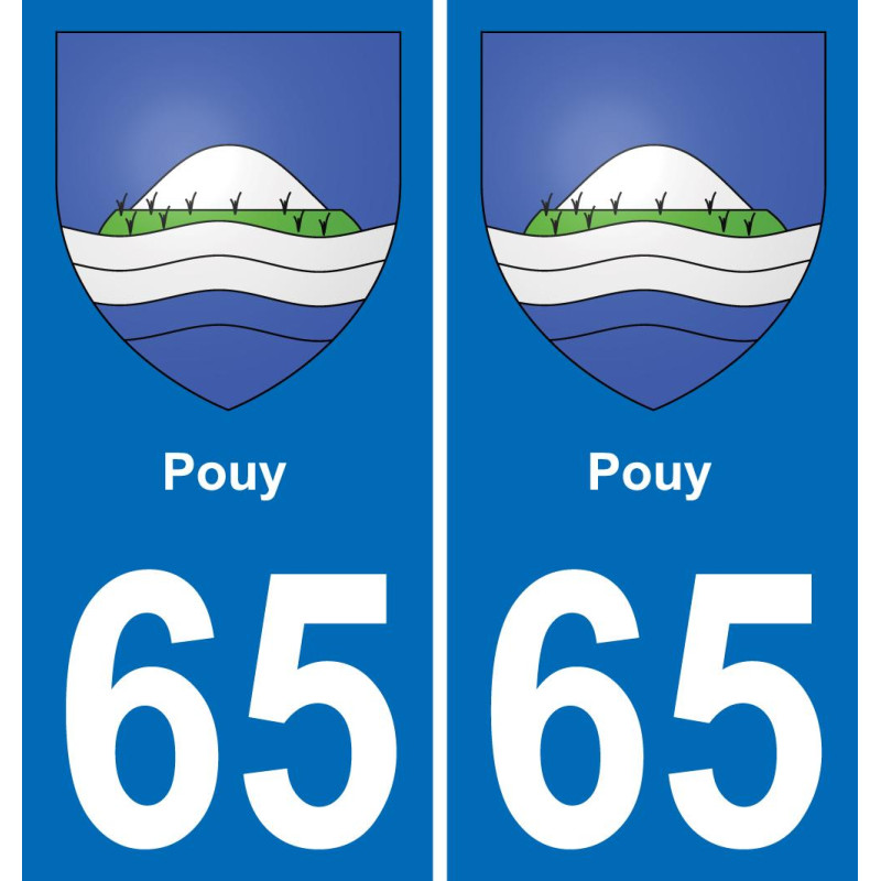 65 Pouy autocollant sticker plaque immatriculation auto ville