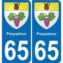 65 Pouyastruc placa etiqueta de registro de la ciudad