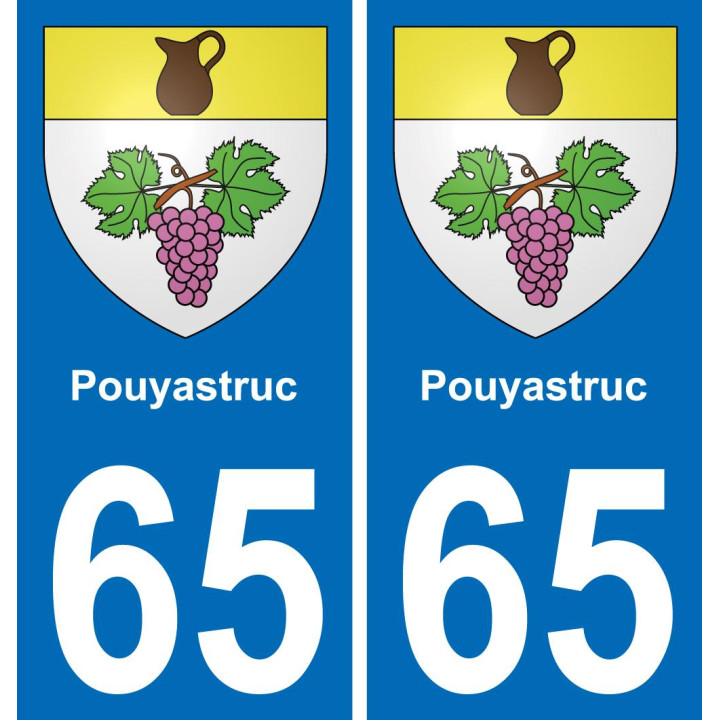 65 Pouyastruc placa etiqueta de registro de la ciudad