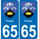 65 Pau autocollant sticker plaque immatriculation auto ville
