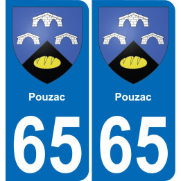 65 Pouzac autocollant sticker plaque immatriculation auto ville