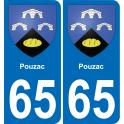 65 Pau autocollant sticker plaque immatriculation auto ville