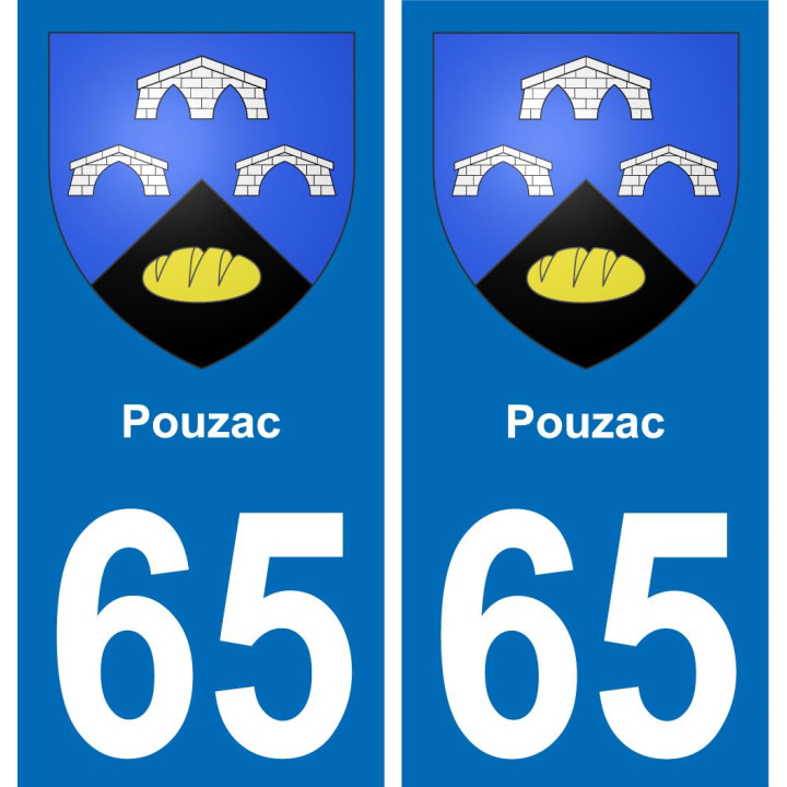 65 Pouzac placa etiqueta de registro de la ciudad