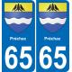 65 Pau autocollant sticker plaque immatriculation auto ville