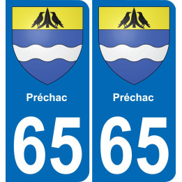 65 Préchac placa etiqueta de registro de la ciudad