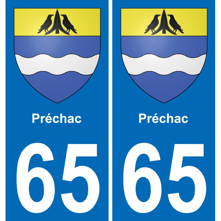 65 Préchac placa etiqueta de registro de la ciudad