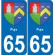 65 Pau autocollant sticker plaque immatriculation auto ville