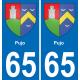 65 Pau autocollant sticker plaque immatriculation auto ville