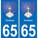 65 Puntous autocollant sticker plaque immatriculation auto ville