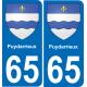 65 Puydarrieux placa etiqueta de registro de la ciudad