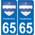 65 Puydarrieux sticker plate registration city