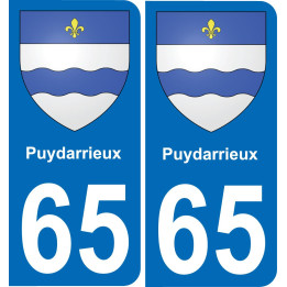 65 Puydarrieux placa etiqueta de registro de la ciudad