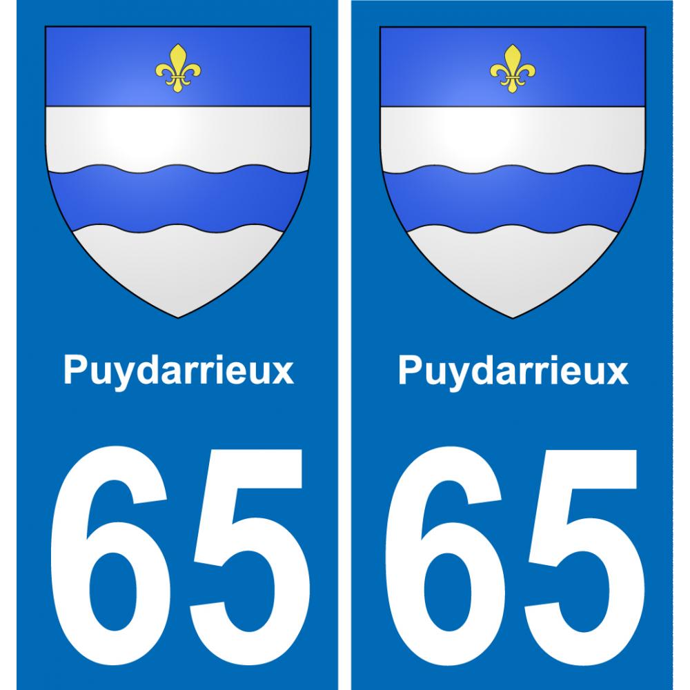 65 Puydarrieux autocollant sticker plaque immatriculation auto ville