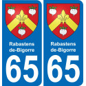 65 Rabastens-de-Bigorre placa etiqueta de registro de la ciudad