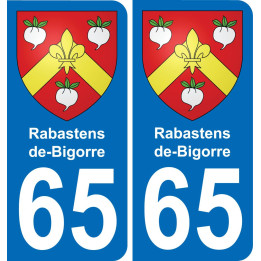65 Rabastens-de-Bigorre placa etiqueta de registro de la ciudad