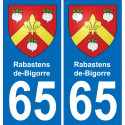 65 Rabastens-de-Bigorre placa etiqueta de registro de la ciudad