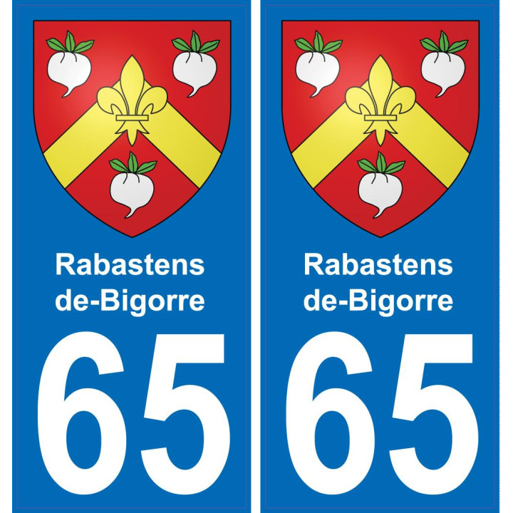 65 Rabastens-de-Bigorre placa etiqueta de registro de la ciudad