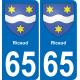 65 Pau autocollant sticker plaque immatriculation auto ville
