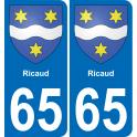 65 Pau autocollant sticker plaque immatriculation auto ville