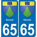 65 Pau autocollant sticker plaque immatriculation auto ville