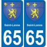 65 Saint-Lanne placa etiqueta de registro de la ciudad