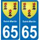 65 Saint-Martin adesivo piastra di registrazione city
