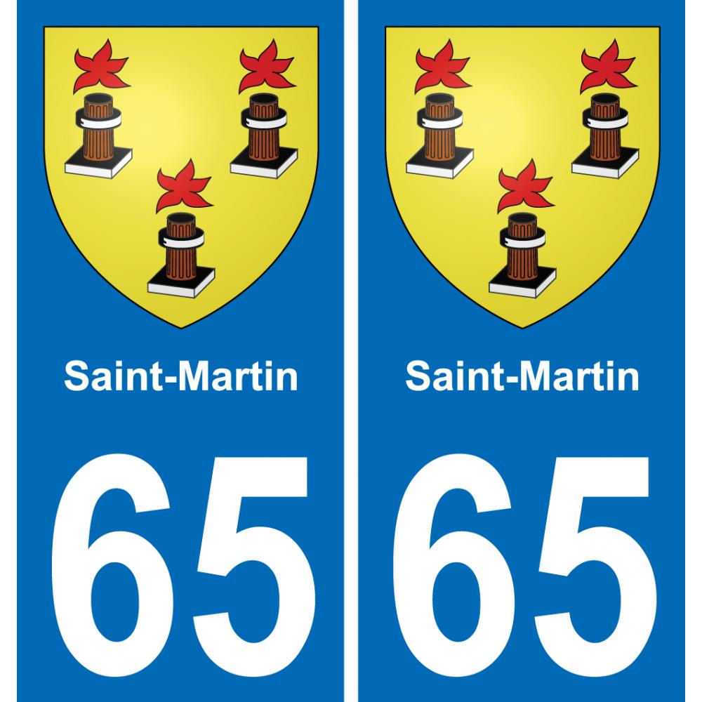 65 Saint-Martin autocollant sticker plaque immatriculation auto ville