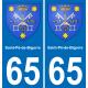 65 Pau autocollant sticker plaque immatriculation auto ville