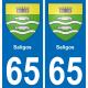 65 Saligos autocollant sticker plaque immatriculation auto ville