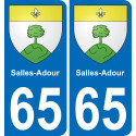 65 Salles-Adour placa etiqueta de registro de la ciudad