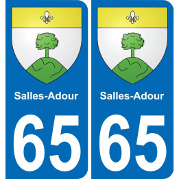 65 Salles-Adour placa etiqueta de registro de la ciudad