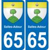 65 Salles-Adour autocollant sticker plaque immatriculation auto ville
