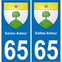 65 Salles-Adour autocollant sticker plaque immatriculation auto ville