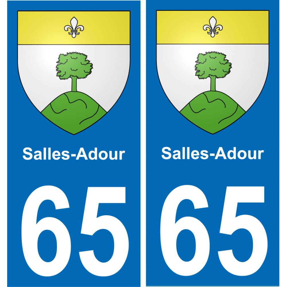65 Salles-Adour autocollant sticker plaque immatriculation auto ville