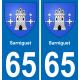 65 Pau autocollant sticker plaque immatriculation auto ville