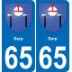 65 Pau autocollant sticker plaque immatriculation auto ville