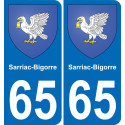 65 Sarriac-Bigorre placa etiqueta de registro de la ciudad