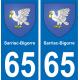 65 Sarriac-Bigorre autocollant sticker plaque immatriculation auto ville